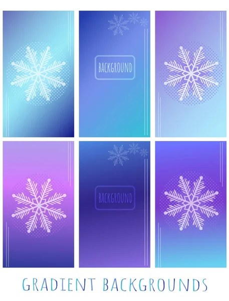 Conjunto de fondos vectoriales de gradiente - Invierno con copo de nieve —  Fotos de Stock