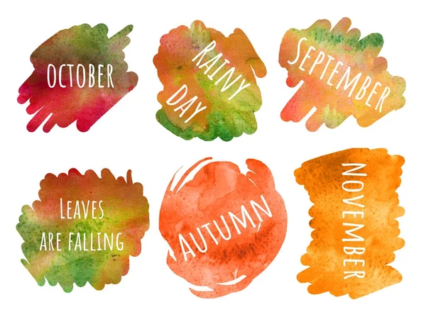 Набор фраз для написания стикеров - Осенняя коллекция — стоковое фото