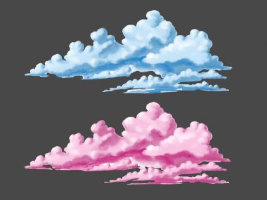 Isolated art clouds clipart