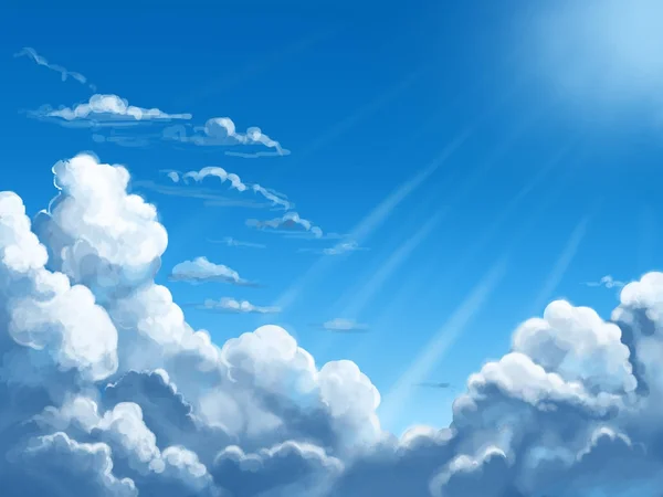 太陽の下で白い雲と青い空 — ストック写真