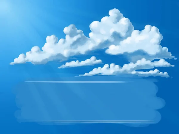 Белое кокетливое облако в голубом небе. Художественная иллюстрация с особым акцентом — стоковое фото