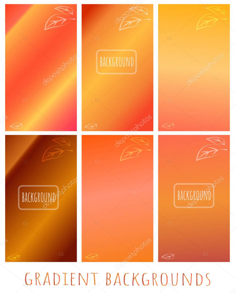 Set of Gradient vector backgrounds -  Golden autumn - with leave