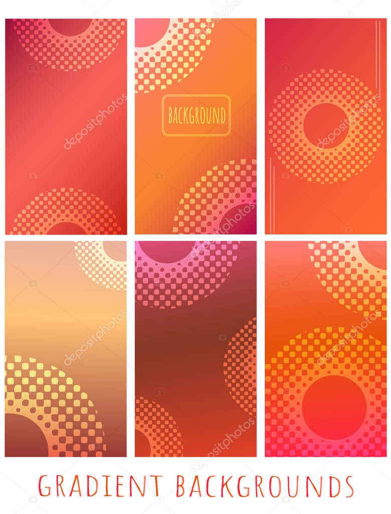 Set of Gradient warm red vector backgrounds with halftone - for 