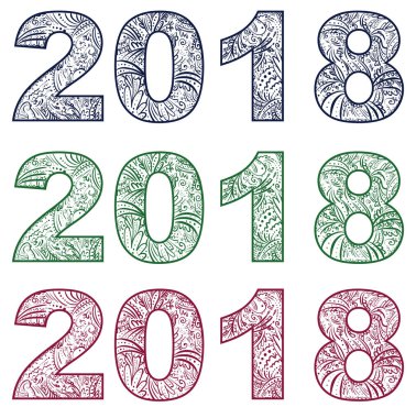 Dekor numaraları kırmızı, yeşil ve mavi renkli 2018