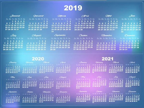Beyaz takvimler 2019 ayarla, 2020 ve 2021 tarihinde mesh degrade ba