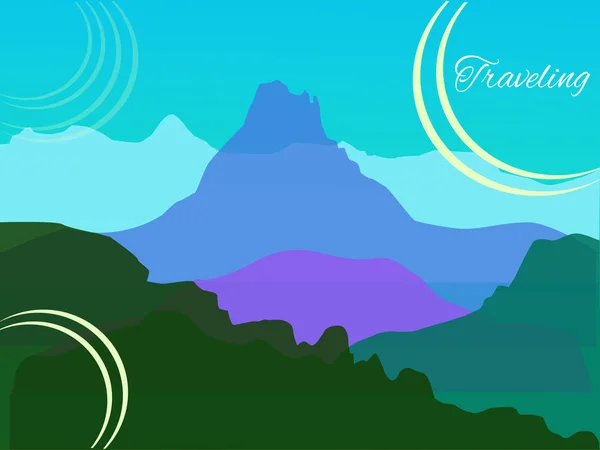 Paisaje vectorial con montañas - superposición de color de transparencia - f — Vector de stock