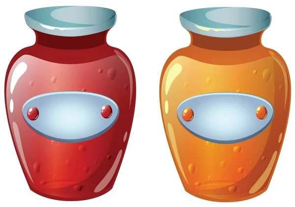 Vector cartoon jam jar - red and orange — Stock Vector