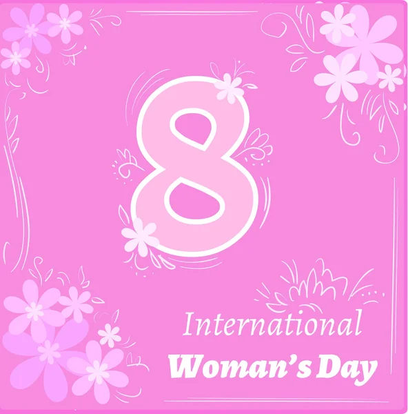 Tarjeta de felicitación Vector rosa Día Internacional de la Mujer — Vector de stock