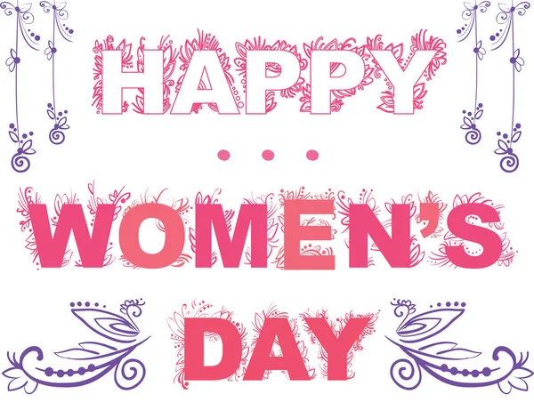Vector rosa decoración letras feliz día de la mujer — Vector de stock