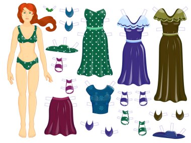 Dress up  paper dall - woman Autumn clipart