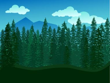 Sadece doğa siluet spruse - orman duvar - manzara