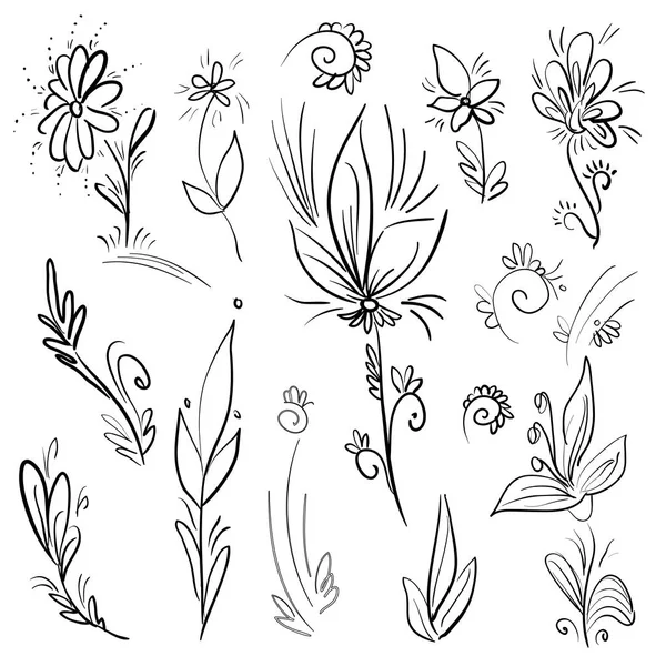 Ställ in doodle växter — Stock vektor