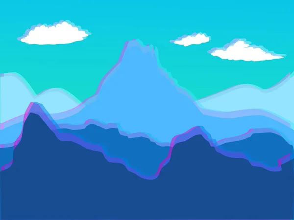 Vektorblå landskab med bjerge stereo - for kort, backgrou – Stock-vektor