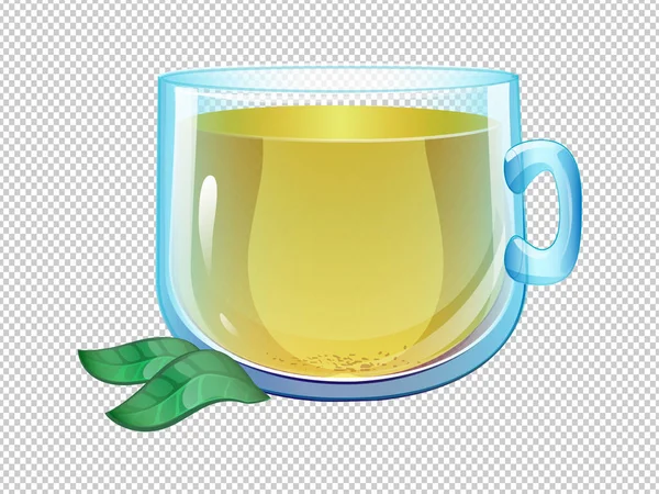 Vettoriale tazza di vetro trasparente del fumetto di tè verde — Vettoriale Stock