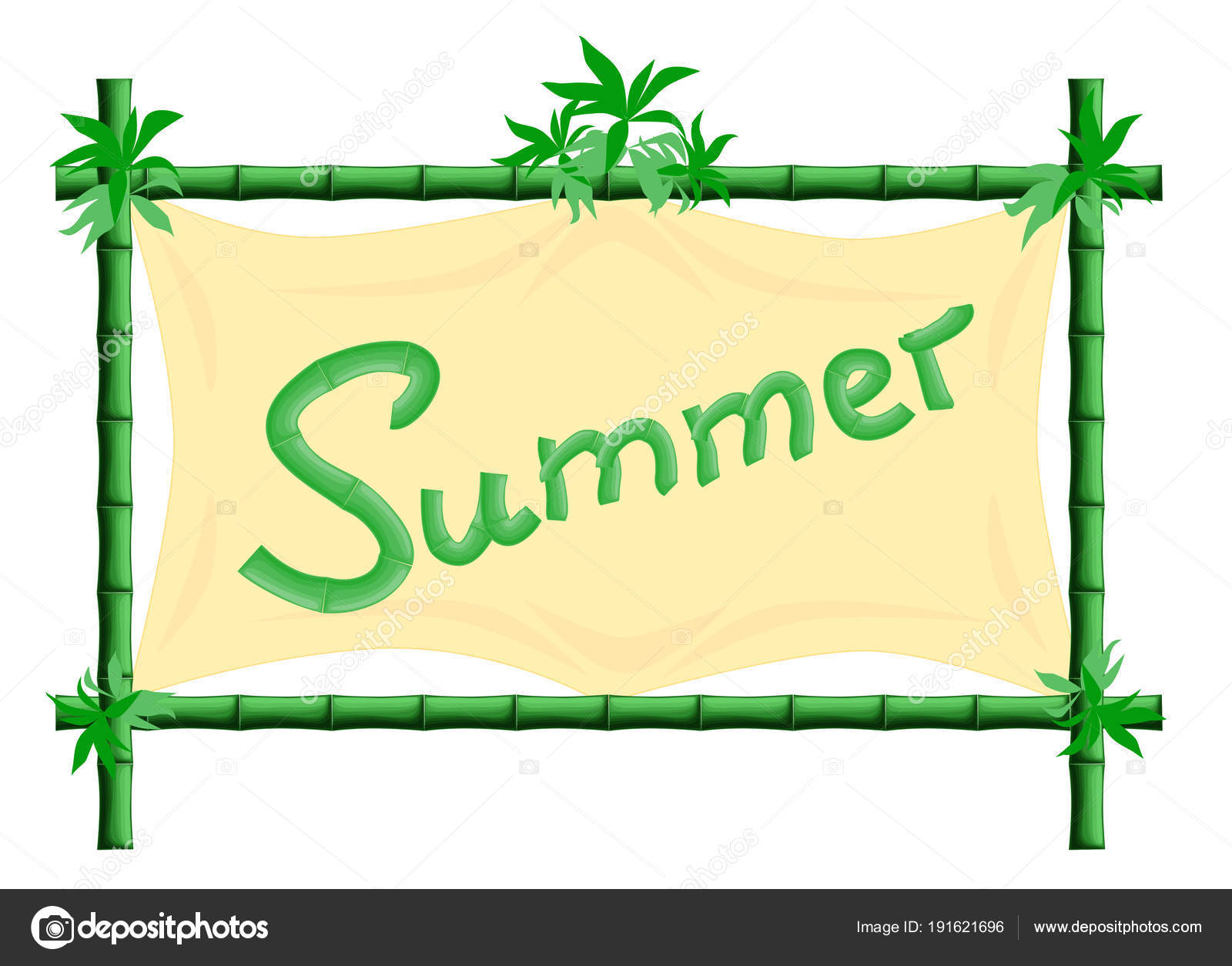 Frame Bamboo With Bamboo With Canvas Text Summer Label Illust Stock Vector C Sunfunjen