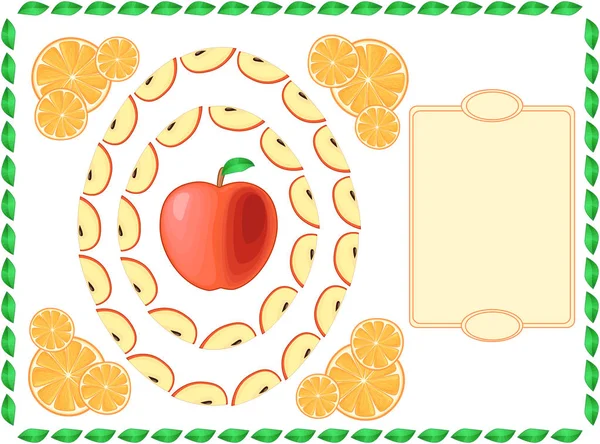 Rámečky s ovocem a stůl — Stockový vektor