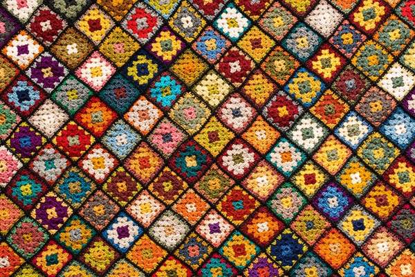 Granny square afghan — Stock Photo, Image