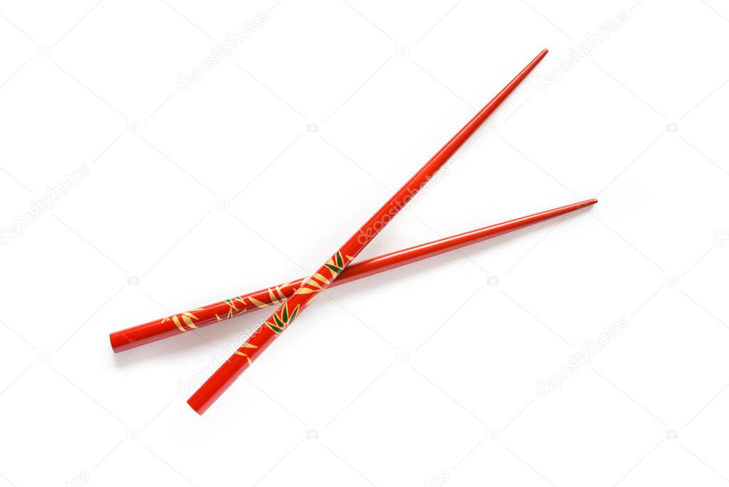 Pair of red chopsticks