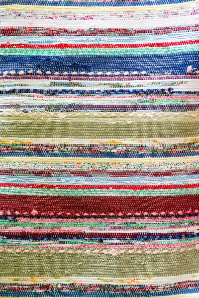 Handmade woven runner with fabric scrap — Stock Photo, Image