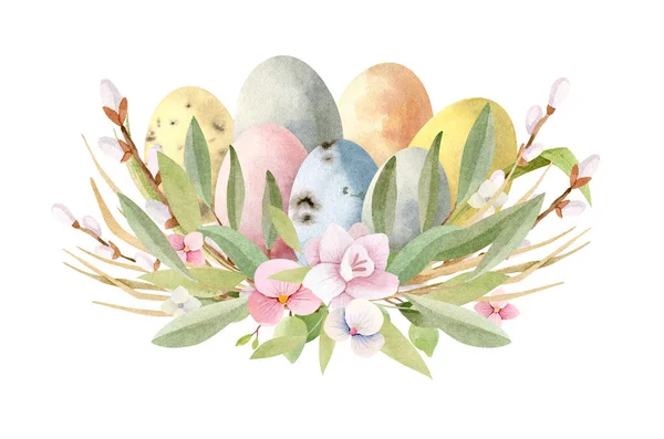 Acquerello primavera Pasqua dipinto a mano illustrazione — Foto Stock