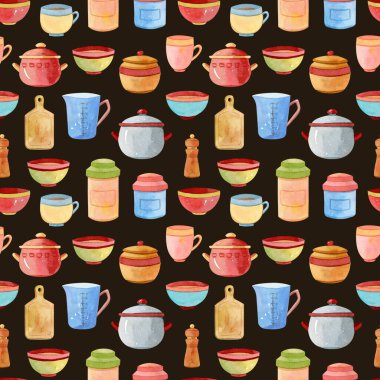 Suluboya mutfak aksesuarları, çatal bıçak kalıpları, arka plan