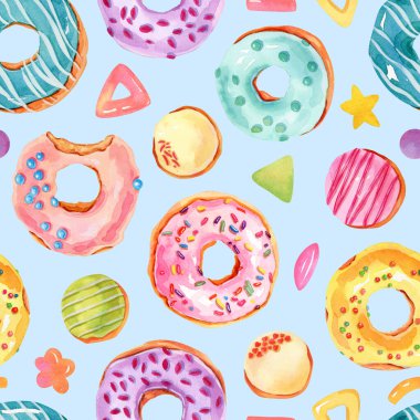 Elle boyanmış parlak suluboya çörekler pürüzsüz desen