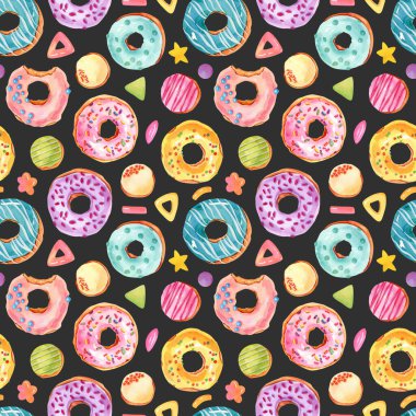 Elle boyanmış parlak suluboya çörekler pürüzsüz desen