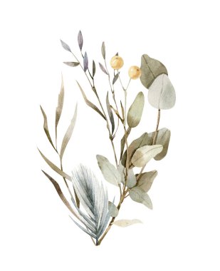 Suluboya el boyası kompozisyon - düzenleme, buket. Yumuşak yumuşak renk paleti.