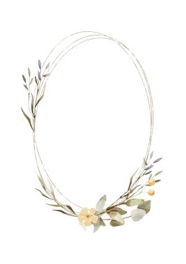 Elle boyanmış suluboya çiçek çelengi - güzel boho tarzı.