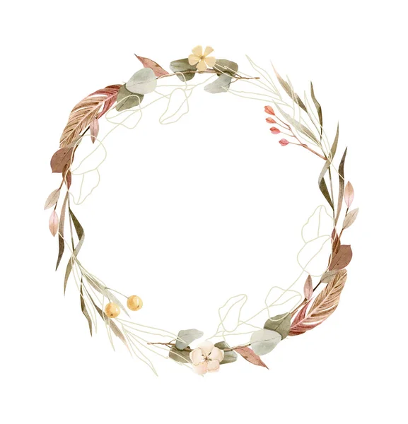 Hand painted Watercolor floral wreath - beautiful boho style.