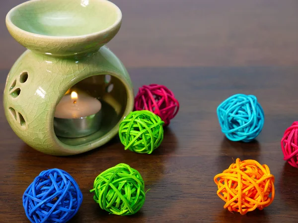 Green aromatherapy jar — Stock Photo, Image