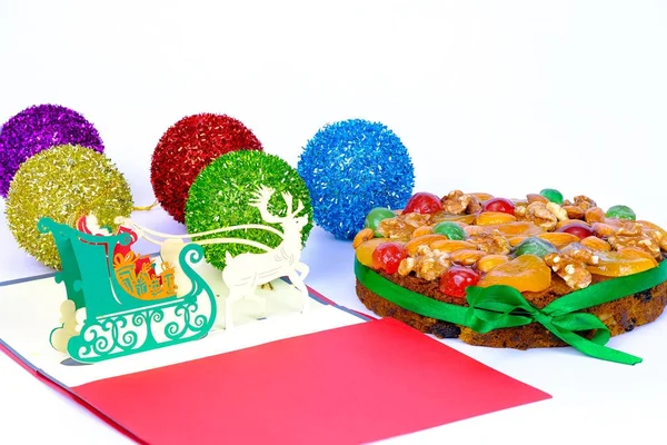 Pastel de frutas de Navidad y Año Nuevo — Foto de Stock