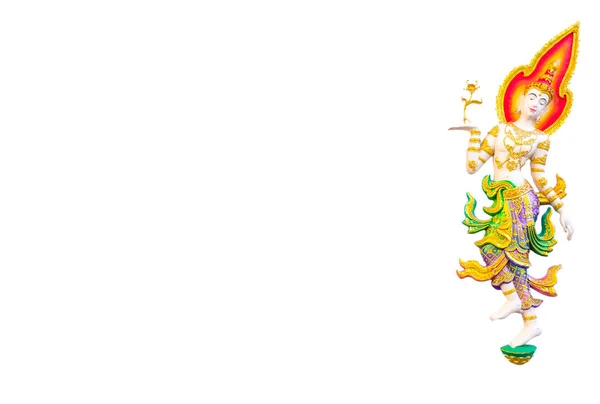 Красива Пофарбована Штукатурка Кута Класичний Тайський Стиль Білому Відсічним Контуром — стокове фото