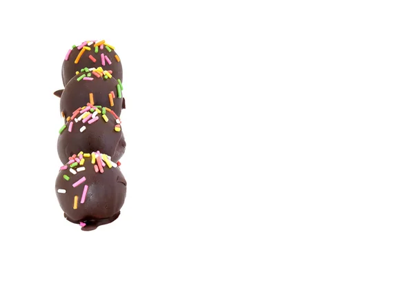 Шоколадные Шарики Красочными Сахарными Конфетти Изолированные Белом Фоне — стоковое фото