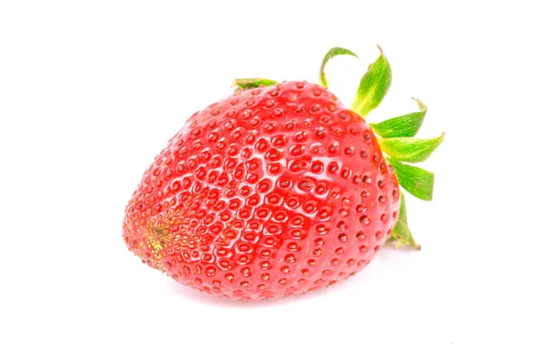 Einzelne Rote Erdbeere Isoliert Auf Weißem Hintergrund — Stockfoto