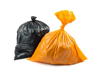 Turuncu ve siyah çöp torbaları