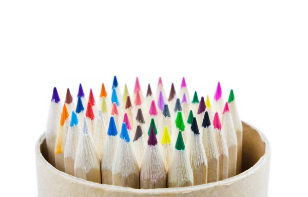 Färgglada pennor på vit bakgrund — Stockfoto