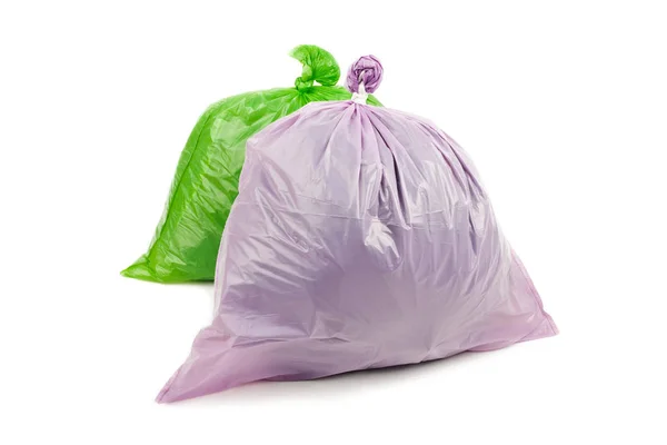 Bolsas de basura verdes y violetas — Foto de Stock