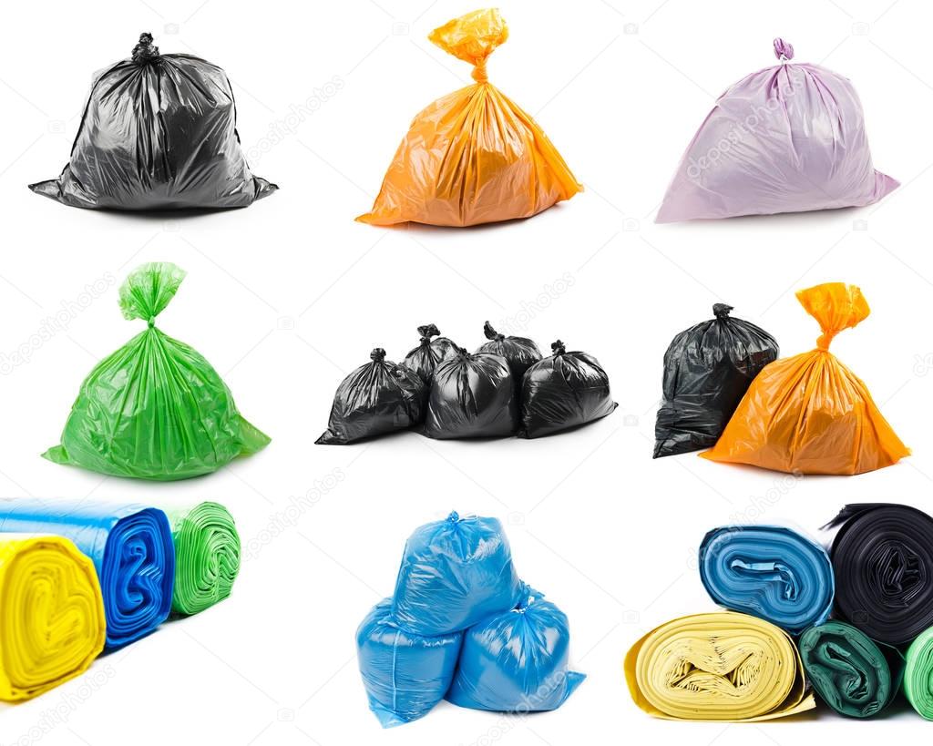 Collage of garbage bags