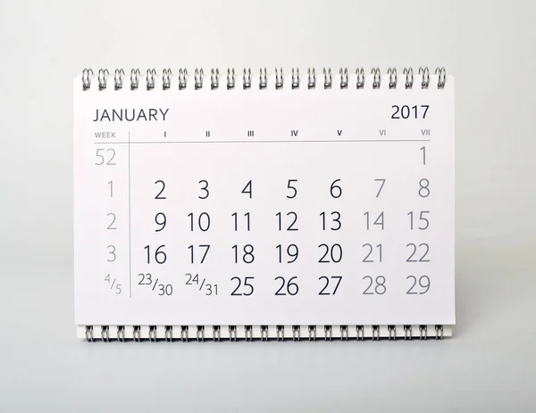 January. Calendar of the year two thousand seventeen. — Stock Photo, Image