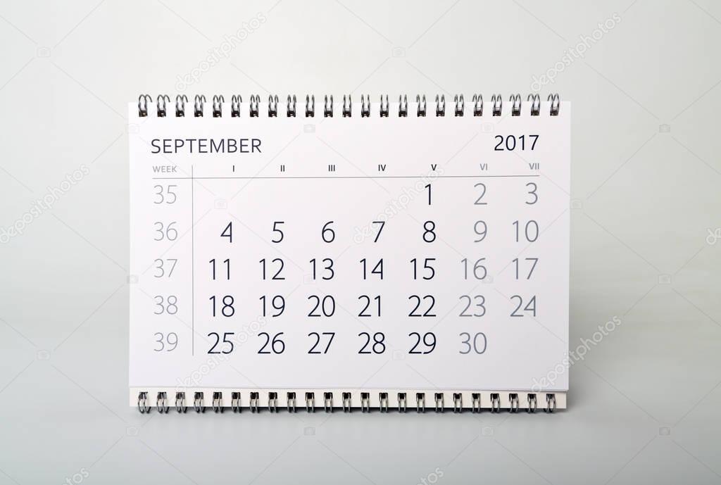 September. Calendar of the year two thousand seventeen.