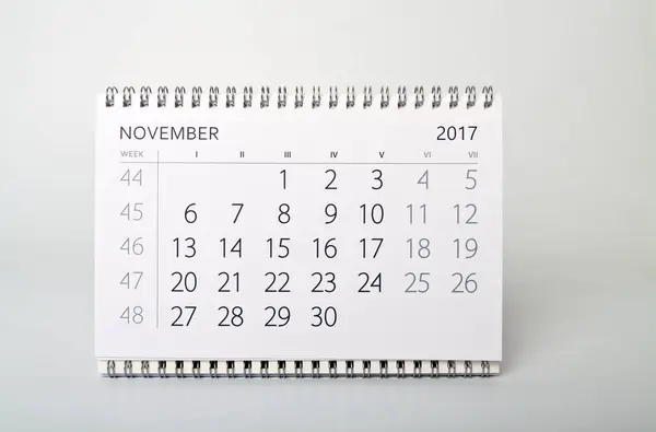 Novembro. Calendário do ano dois mil e dezessete . — Fotografia de Stock