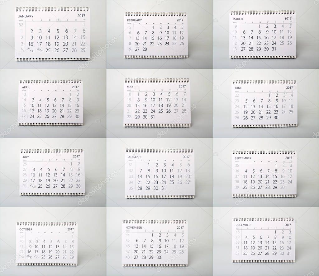 Calendar of the year two thousand and seventeen. 