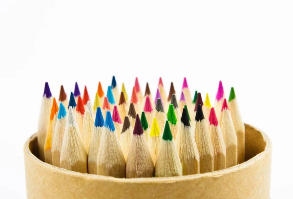 Färgglada pennor på vit bakgrund — Stockfoto