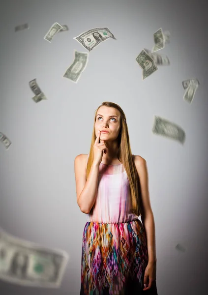 Κορίτσι και δολάρια. — Φωτογραφία Αρχείου