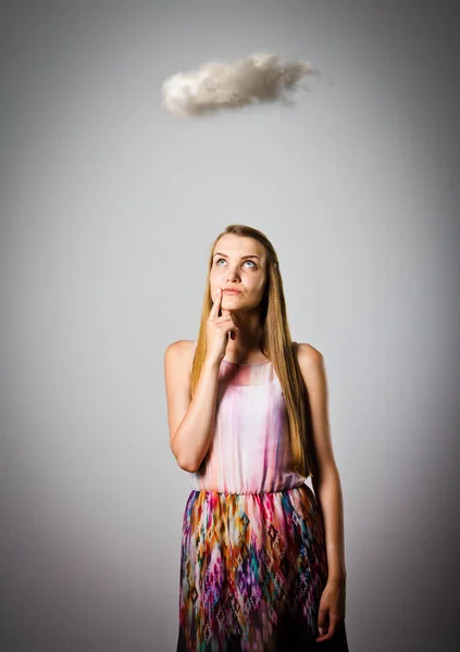 Girl and cloud — Stock Photo, Image