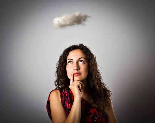 Girl and cloud — Stock Photo, Image