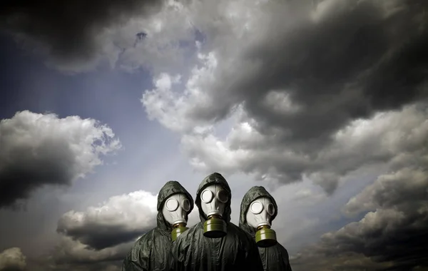 Three gas masks. Survival theme. — Stock Photo, Image
