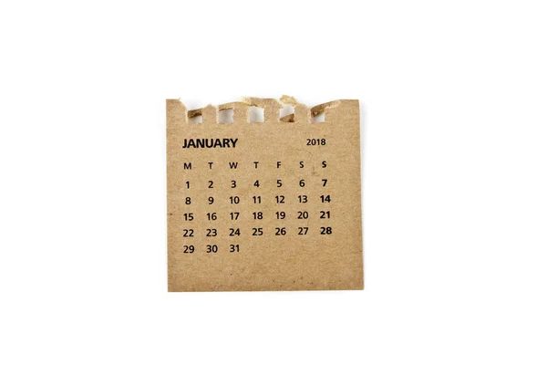 Januari. Kalender blad op wit. — Stockfoto