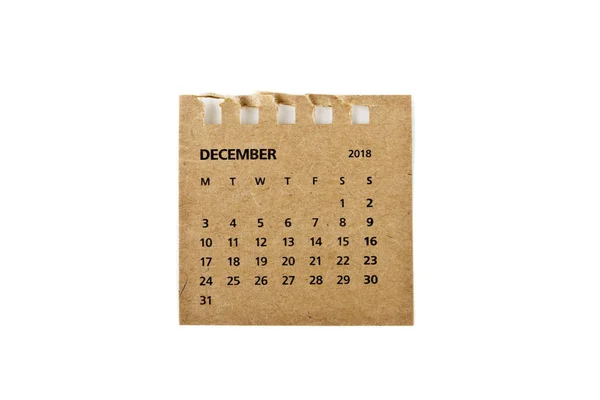 December. Kalender blad op wit. — Stockfoto